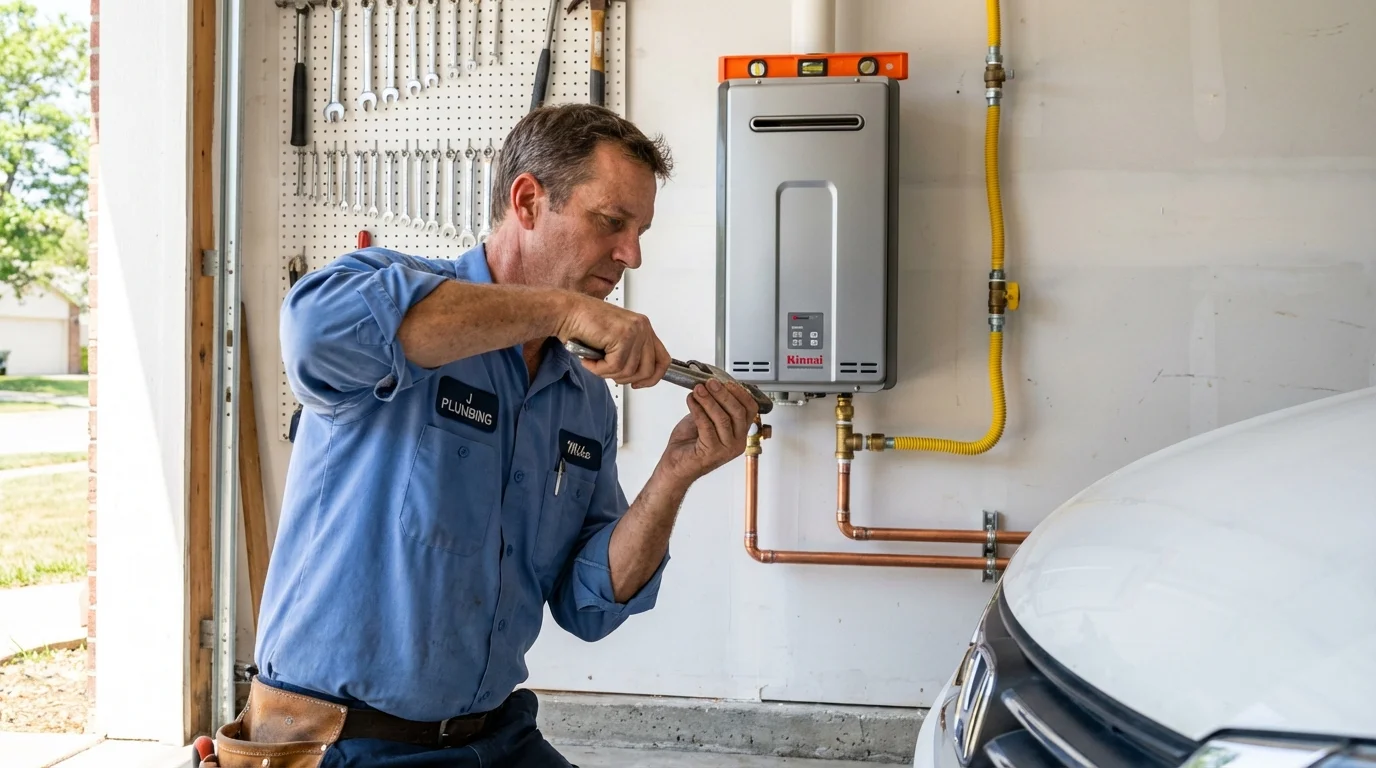 Tankless water heater installation by a Johns Plumbing LLC plumber in Collierville